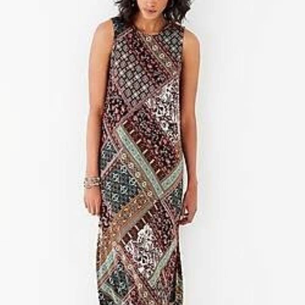 J Jill Petite Small Graphic Design Maxi Dress with Pockets